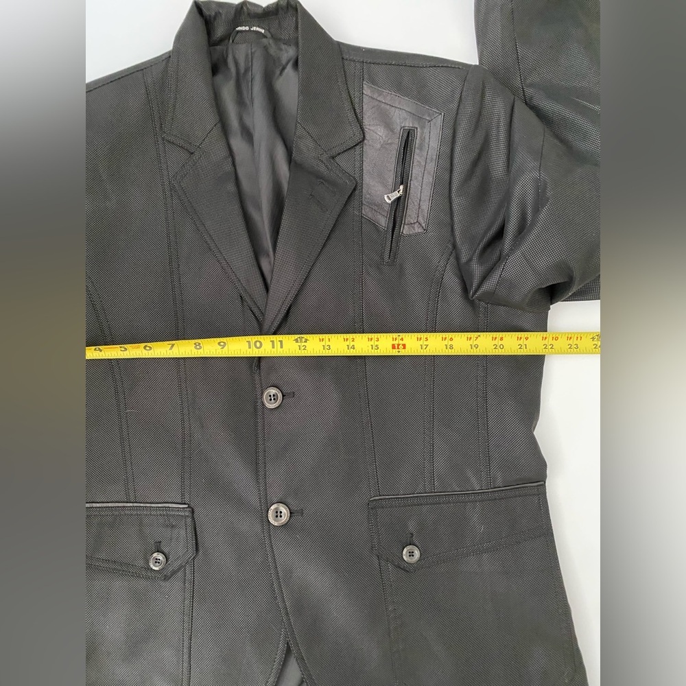 Mondo Menswear Blazer Jacket Black Zipper Leather Accent New size X-Large - Picture 11 of 15